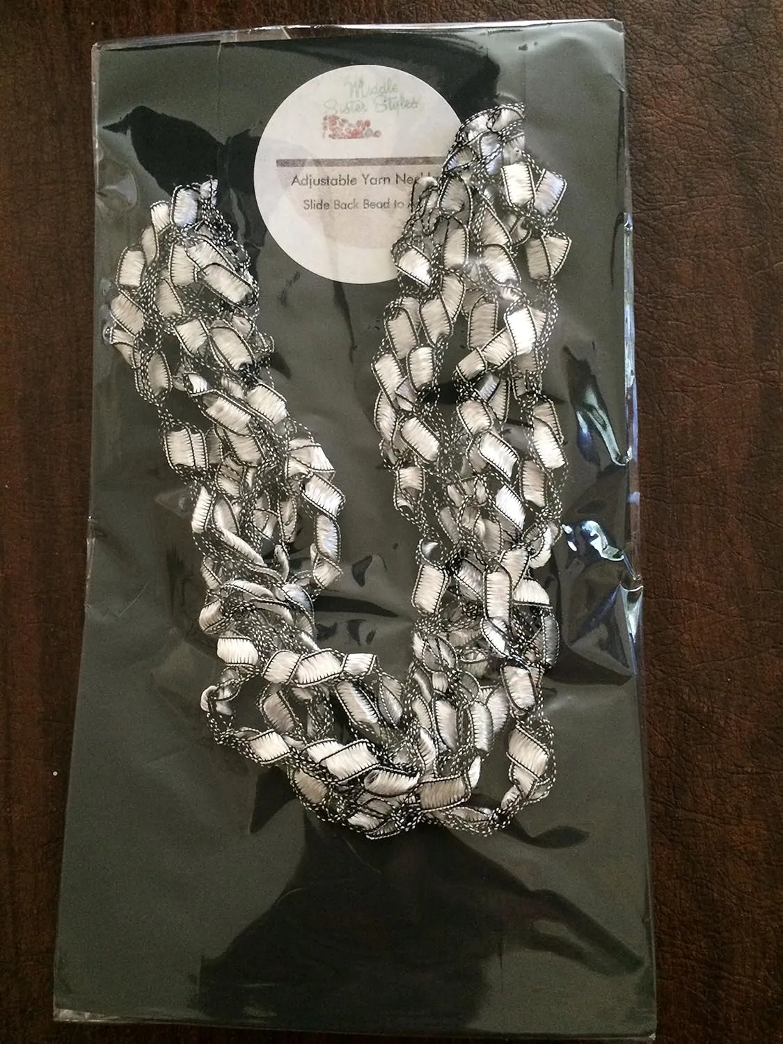 Adjustable Ladder Yarn Necklace Scarf Silver Christmas Hanukkah