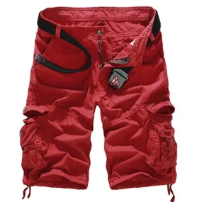 Adventure-Ready Cotton Blend Cargo Shorts for Men - Black and Army Green