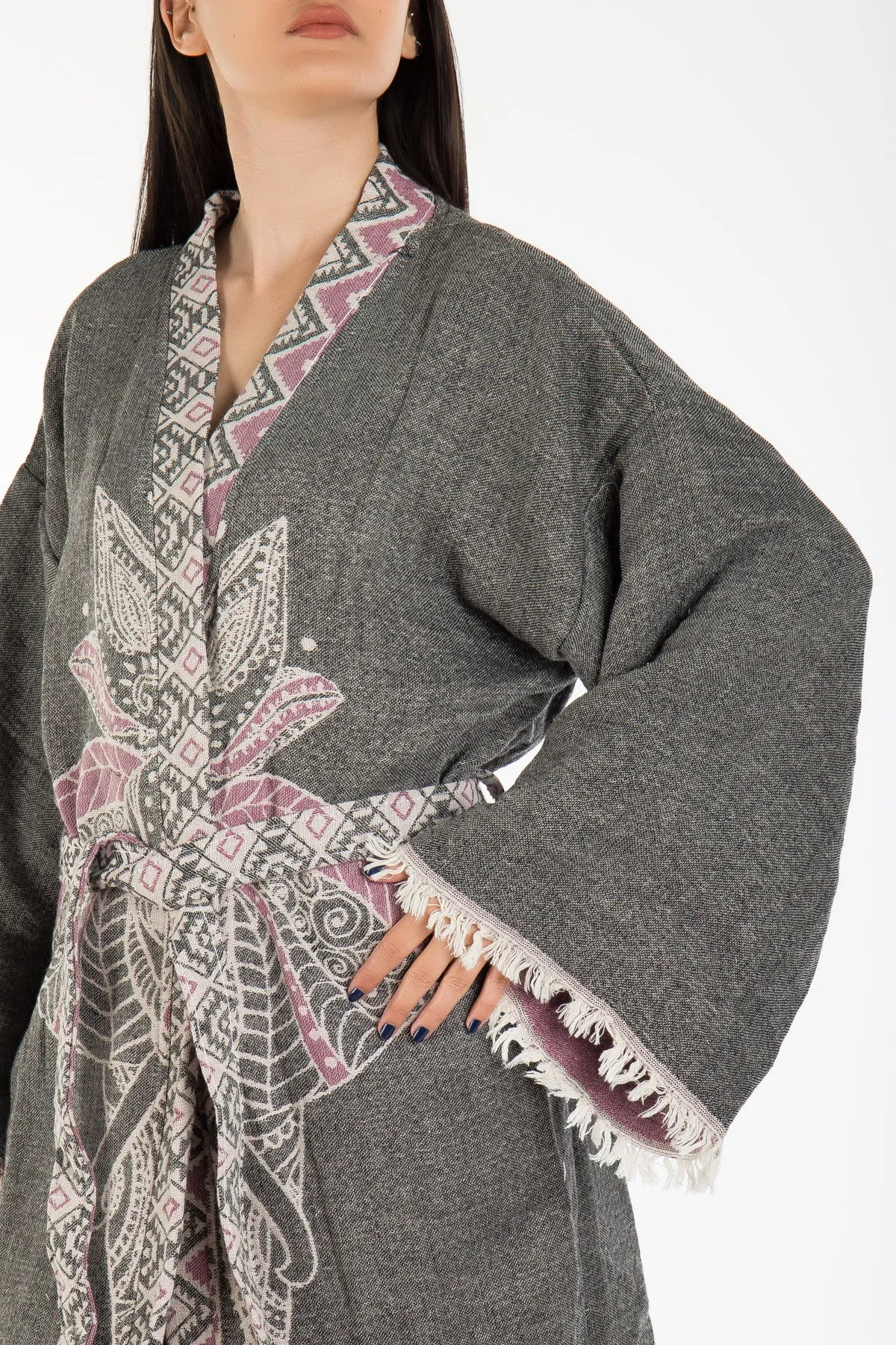 Aria - Gray Elephant Handmade Kimono