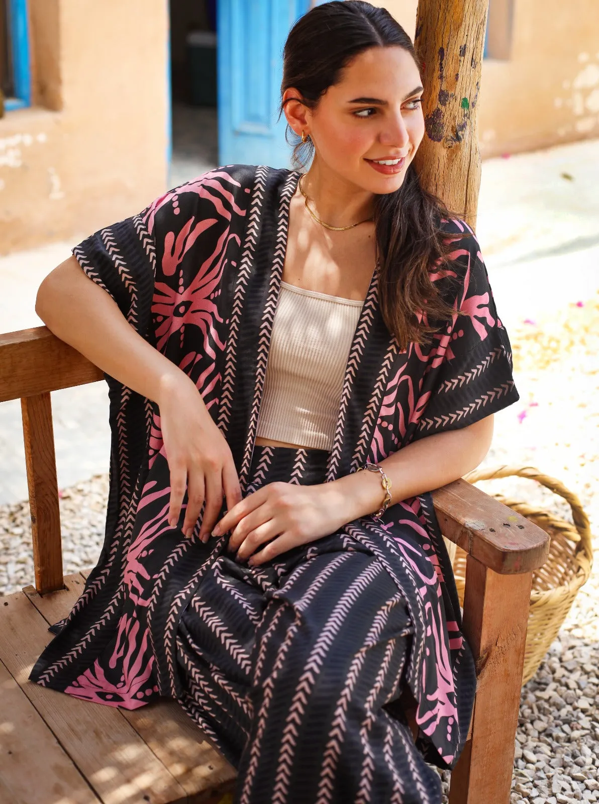 Bali Trip Kimono Charcoal