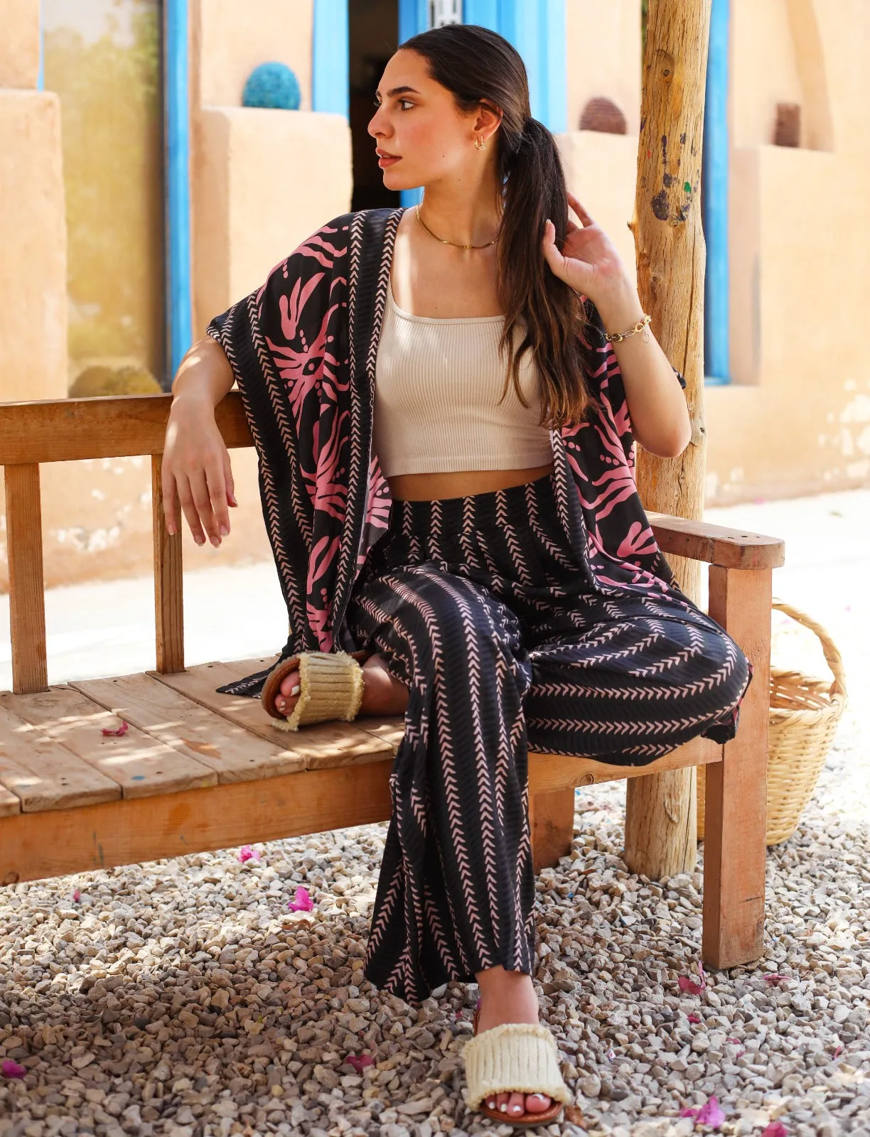 Bali Trip Kimono Charcoal