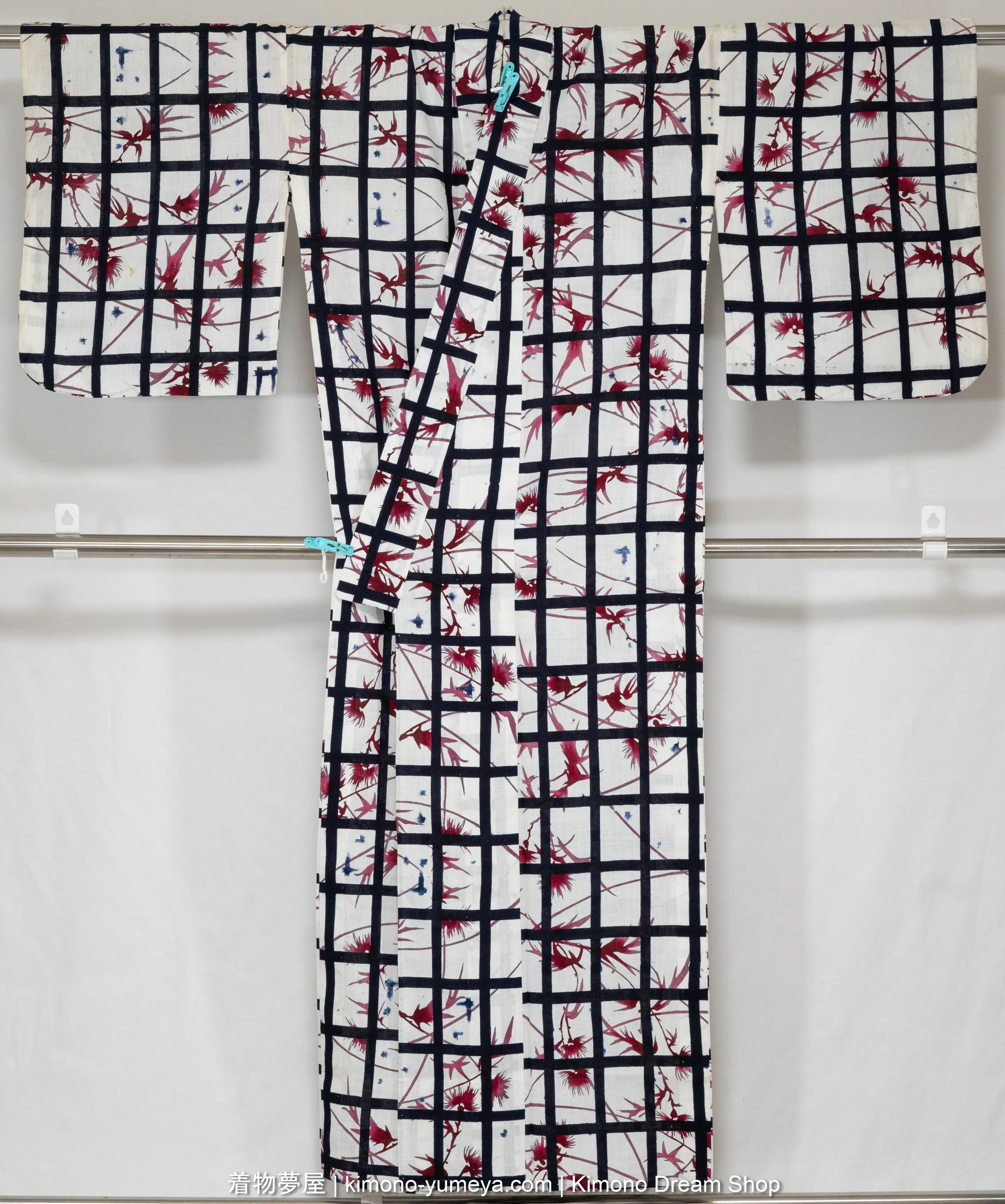 Black & White Cotton Yukata for Women - Lines & Flowers
