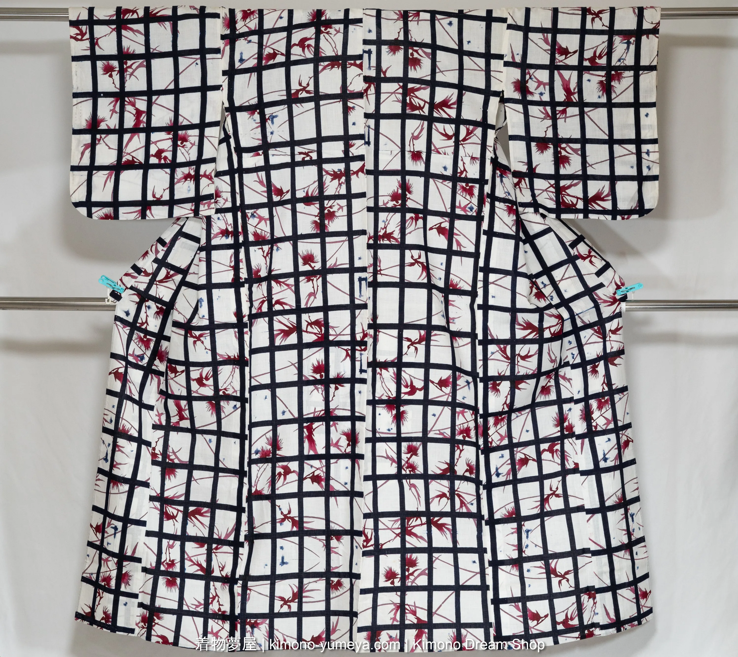 Black & White Cotton Yukata for Women - Lines & Flowers