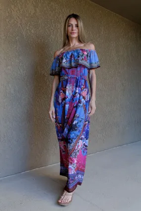 Blue Off The Shoulder Dress