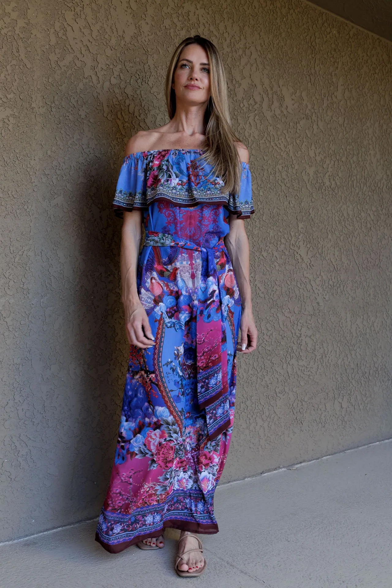 Blue Off The Shoulder Dress