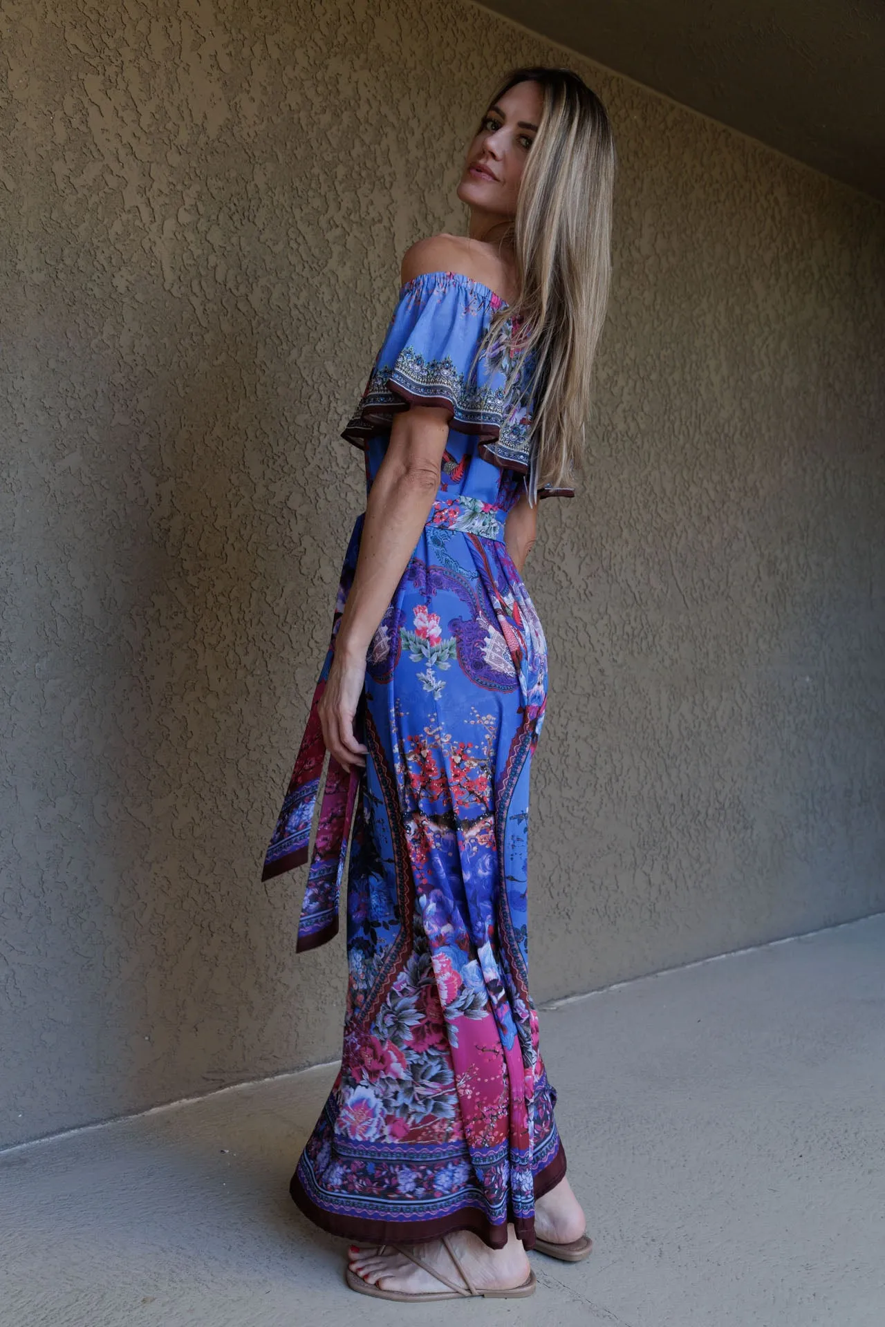 Blue Off The Shoulder Dress