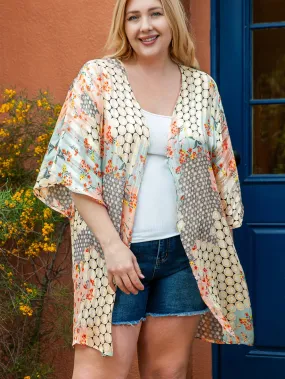 Bohemian Green Floral Print Oversized Kimono