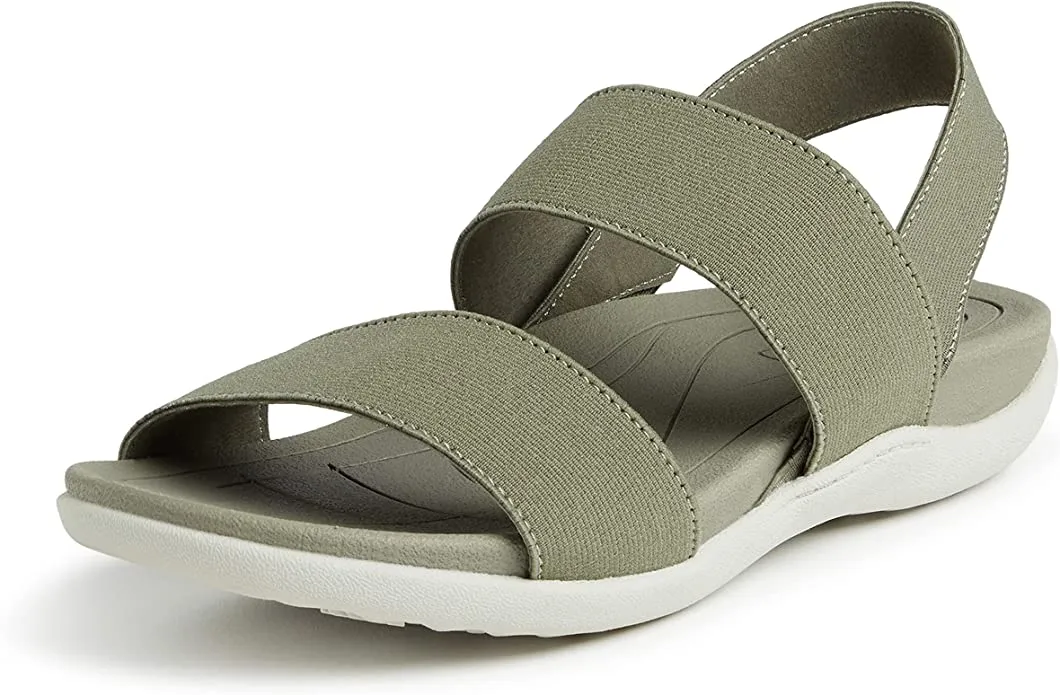 Comfy Moss Green Sling Back Rubber Strappy Sandals