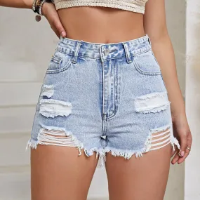 Fashion Distressed Denim Shorts - Trendy and Comfortable