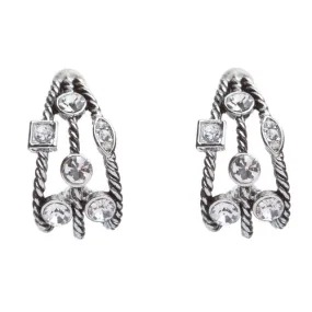 Fashion Trendy Chic Crystal Rhinestone Stylish Sparkle Hoop Earrings Silver