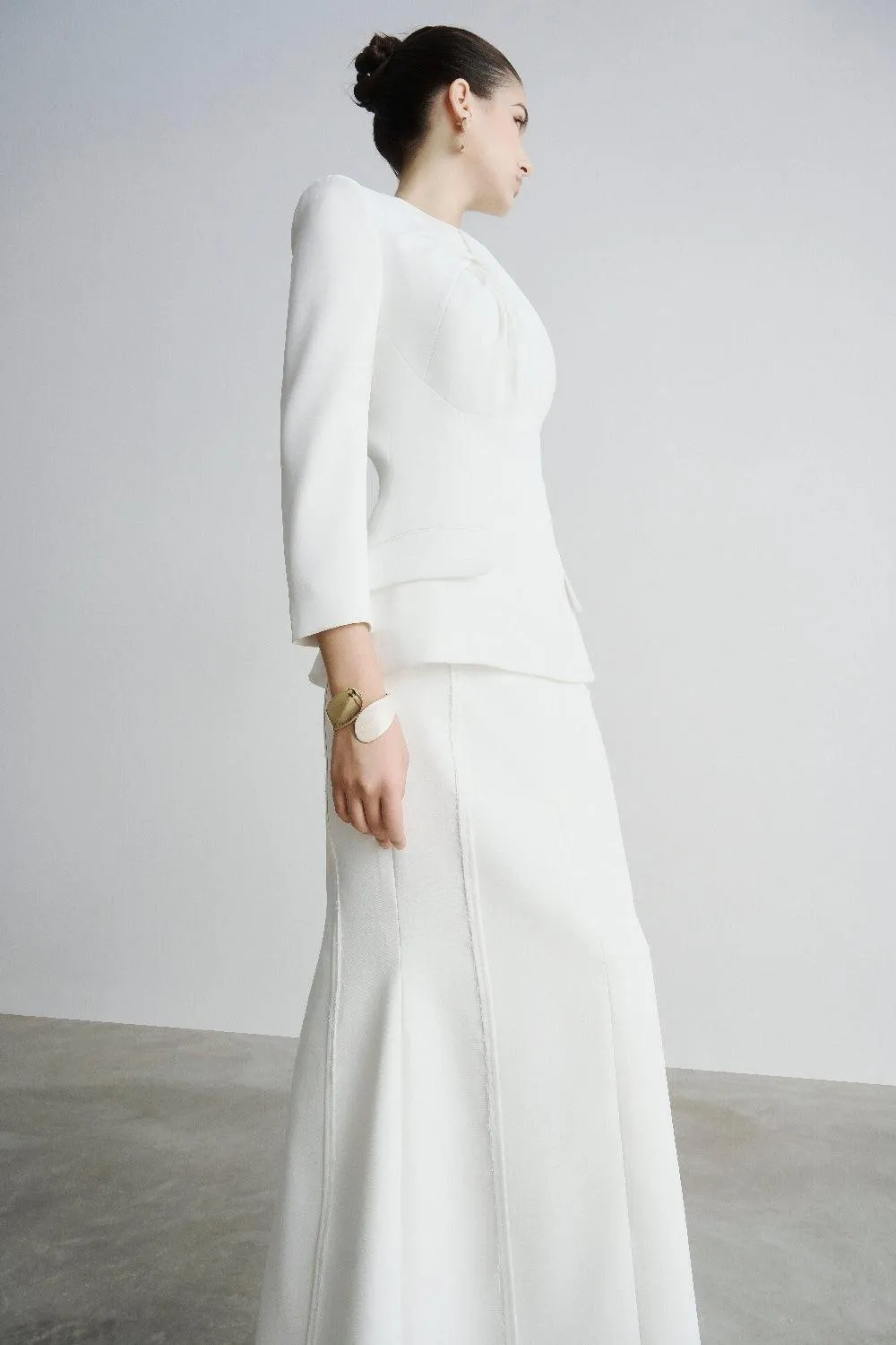 Grace Trumpet Front Zipper Polyester Ankle Length Skirt