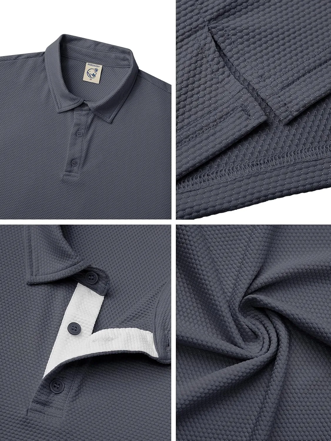 Hardaddy Men's Color Block Short Sleeve Polo Shirts Dry Fit Wrinkle Free Casual Lightweight Collared T-Shirts