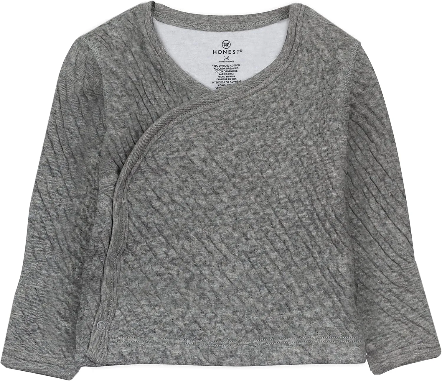 HonestBaby Baby Side-Snap Matelasse Mini Quilted Cozy 100% Organic Cotton Top