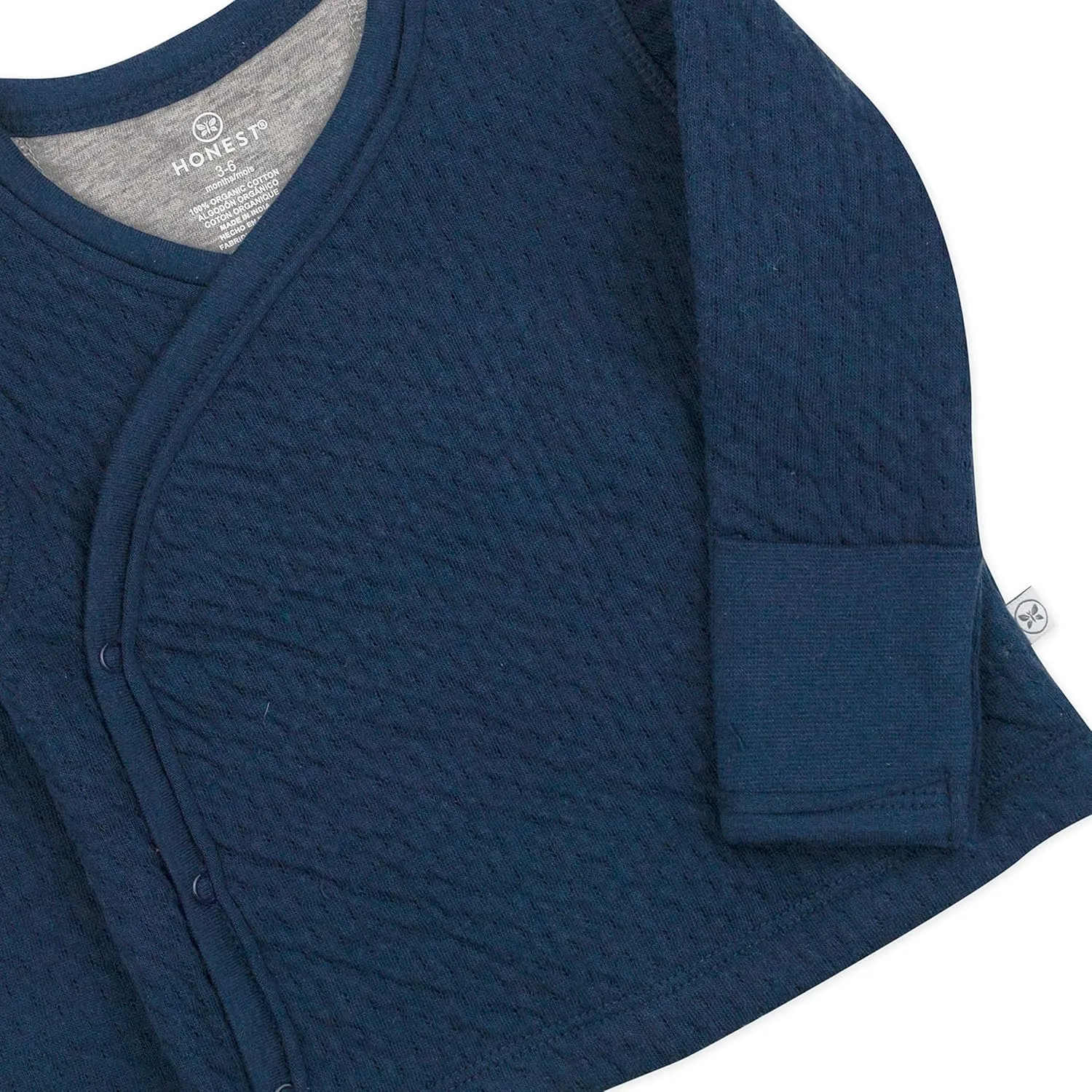 HonestBaby Baby Side-Snap Matelasse Mini Quilted Cozy 100% Organic Cotton Top