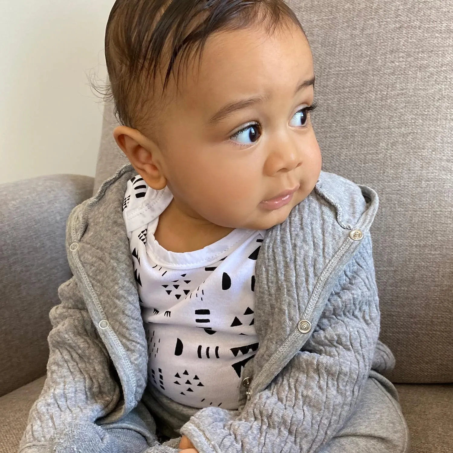 HonestBaby Baby Side-Snap Matelasse Mini Quilted Cozy 100% Organic Cotton Top