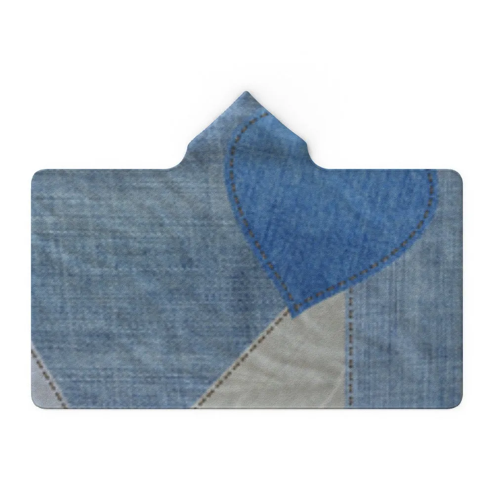 Hooded Towel - Denim Heart