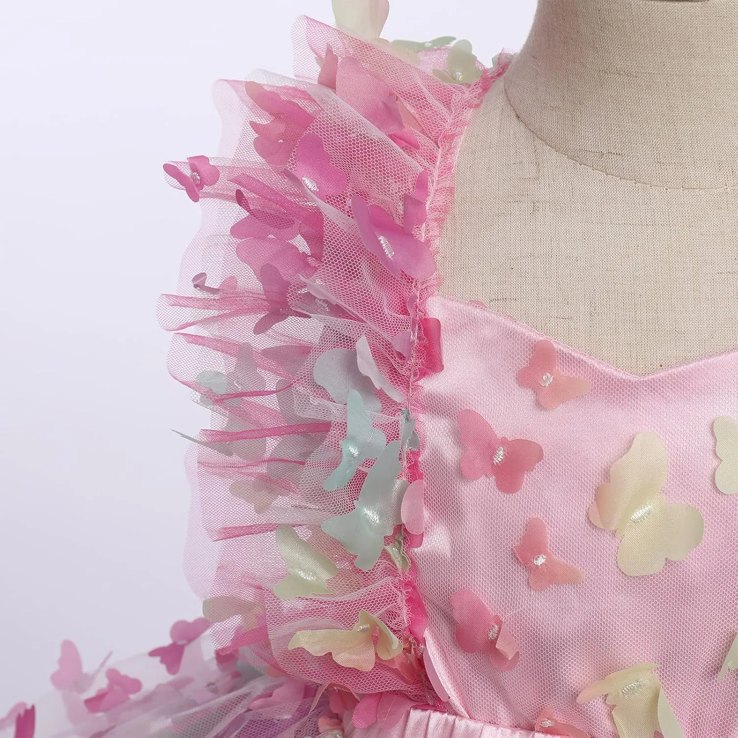 IDOPIP Baby Girls Butterfly Tutu Dress Summer Sleeveless Backless Lace Princess Birthday Party Dress with Headband Outfit