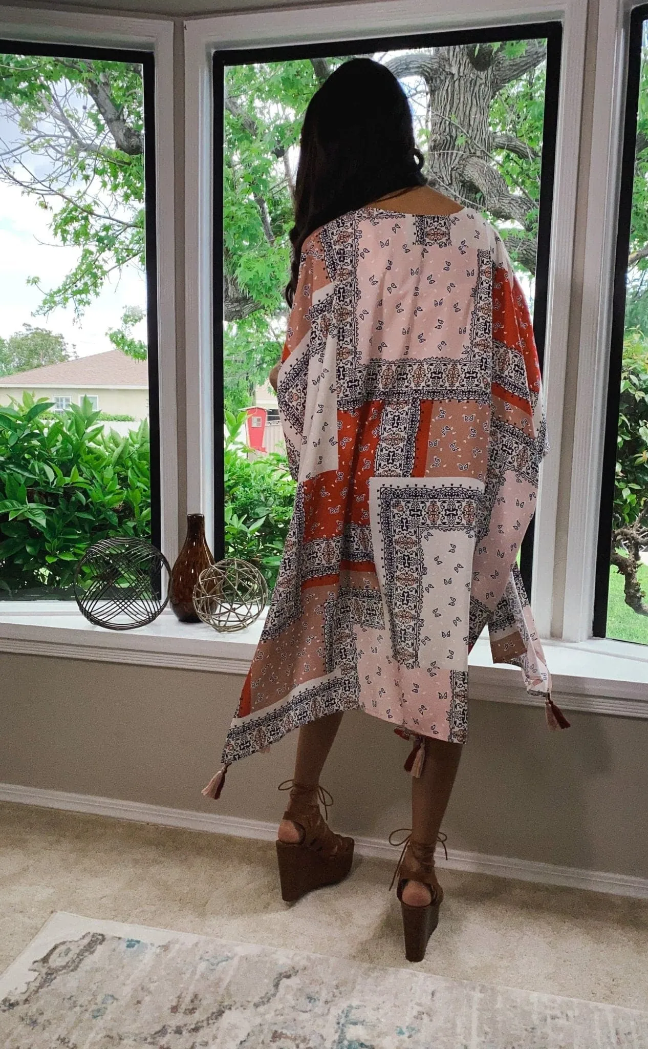 It's a Wrap Mixed Print Kimono with Tassel