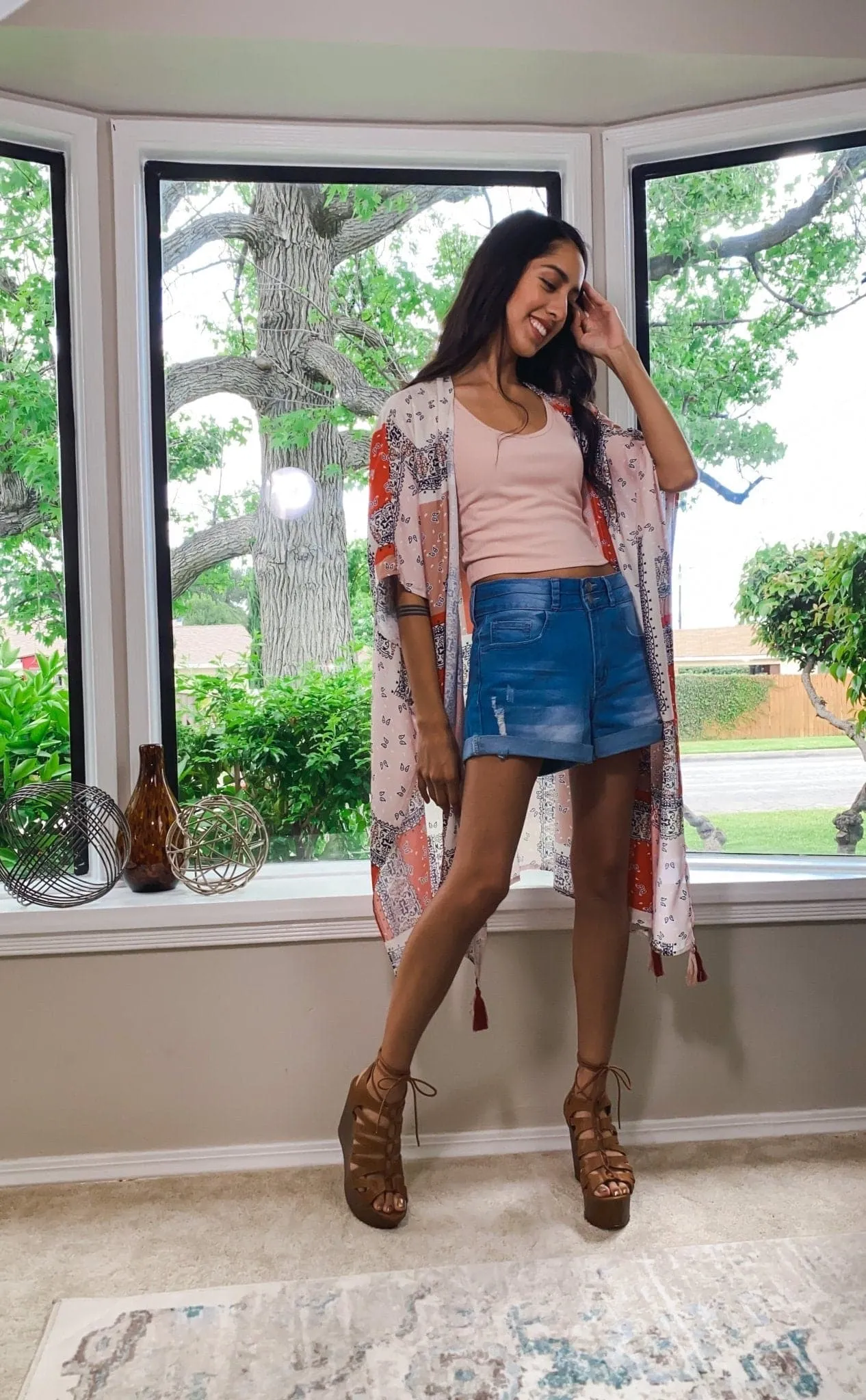 It's a Wrap Mixed Print Kimono with Tassel