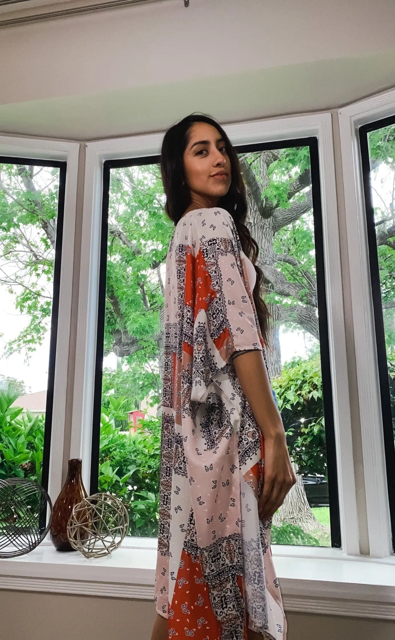 It's a Wrap Mixed Print Kimono with Tassel