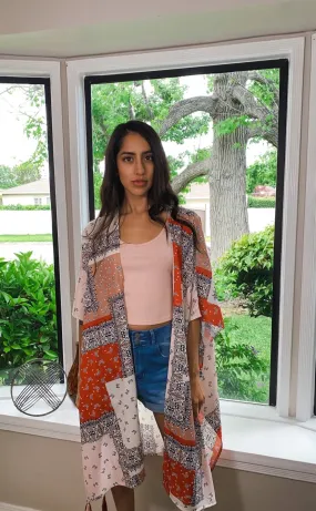 It's a Wrap Mixed Print Kimono with Tassel