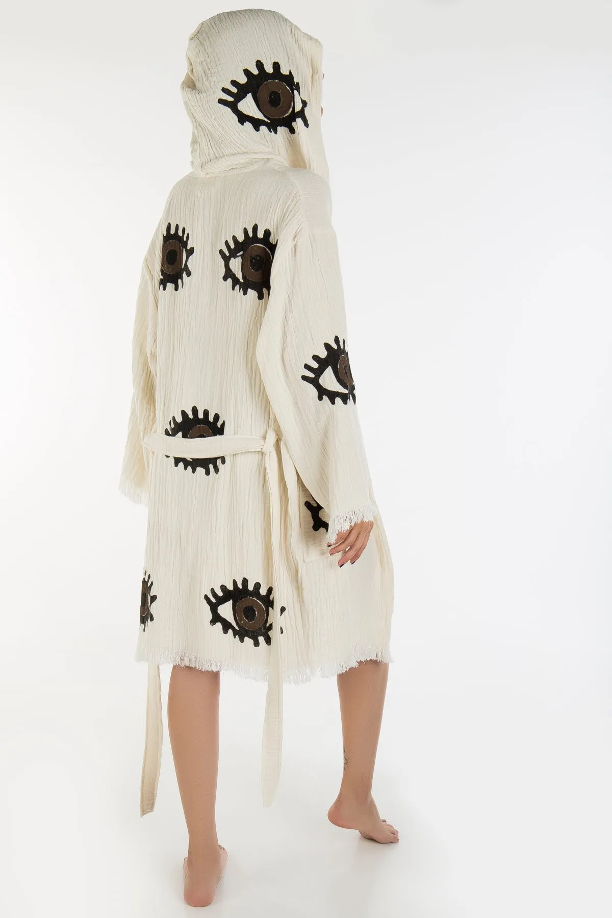 Kaia - Beige Handmade Hooded Kimono