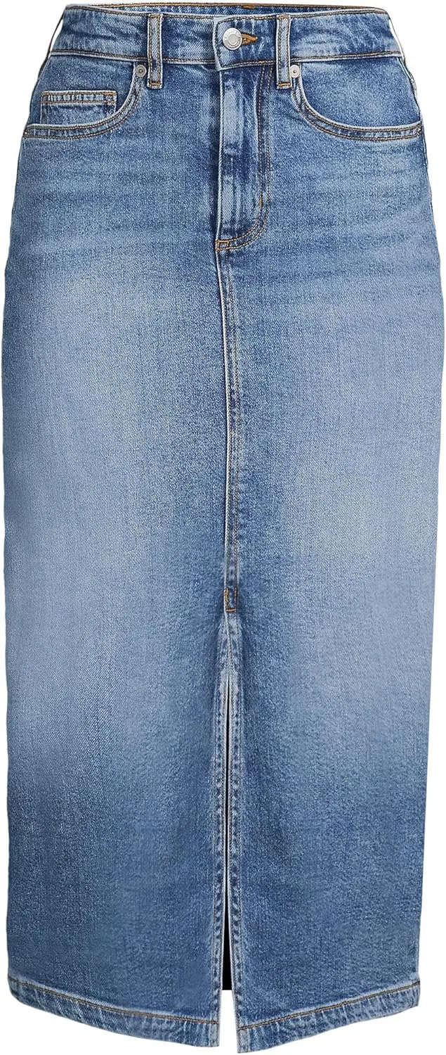 Lands' End Women's Soft Denim Midi Column Skirt