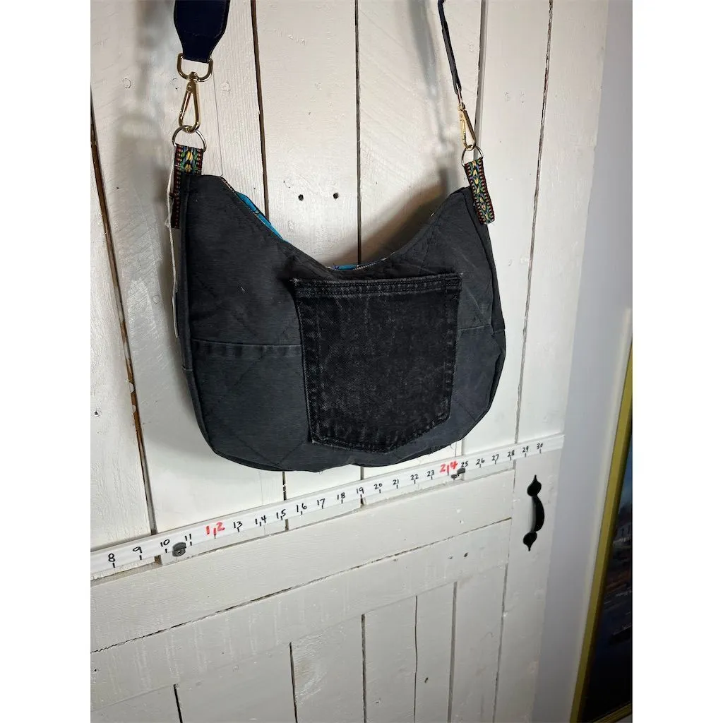 Lidia's Bags Women's denim  Patchwork Denim Hobo crescent bag blue (553-41b)