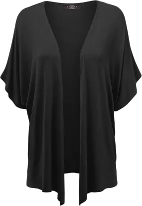 Made By Johnny Women's Kimono Style Short Sleeve Dolman Cardigan - Lightweight Open Front Summer Cover-Up