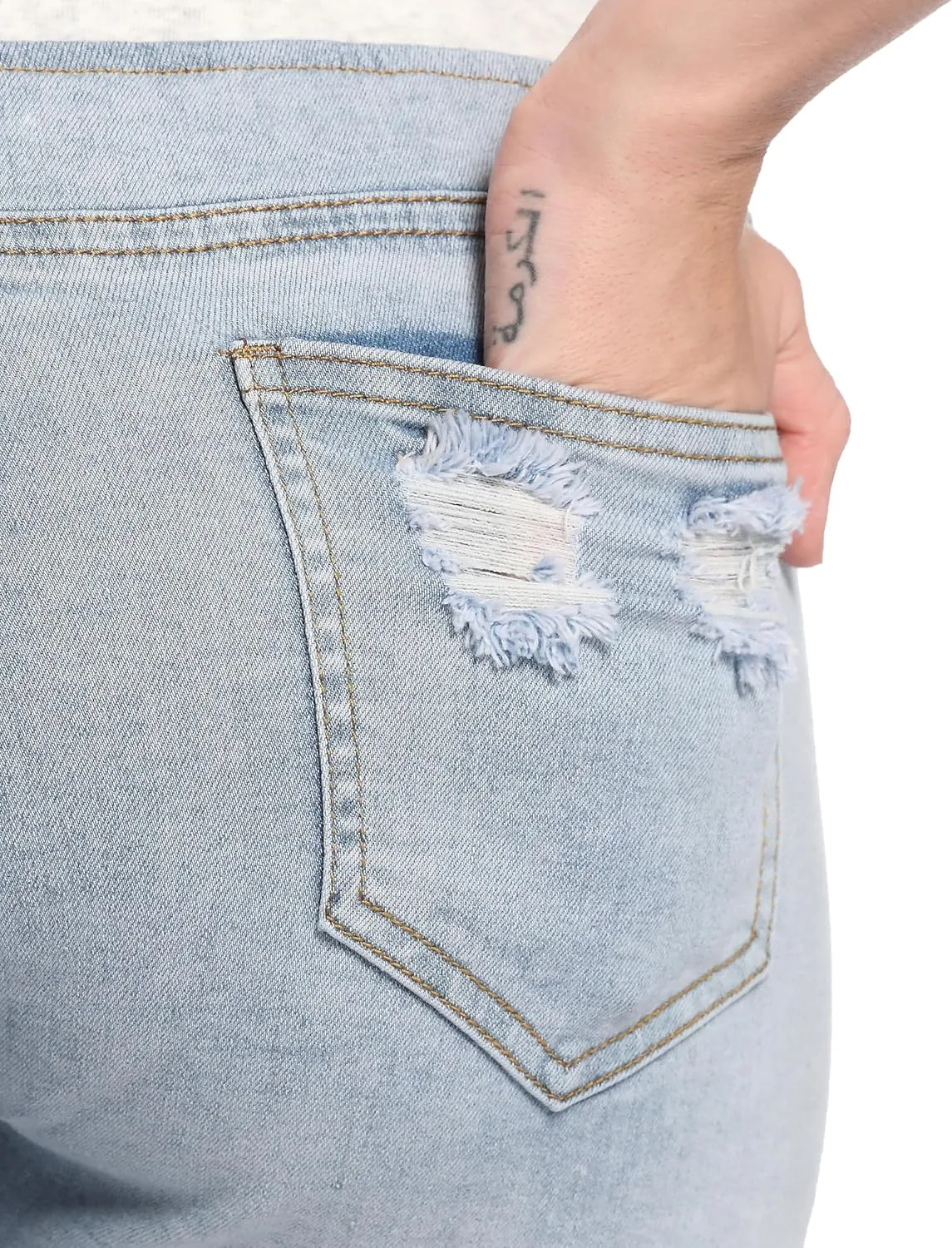 Maternity Jean Shorts for Women V-Shape Low Waist Ripped Stretchy Comfy Soft Summer Denim Short Pants