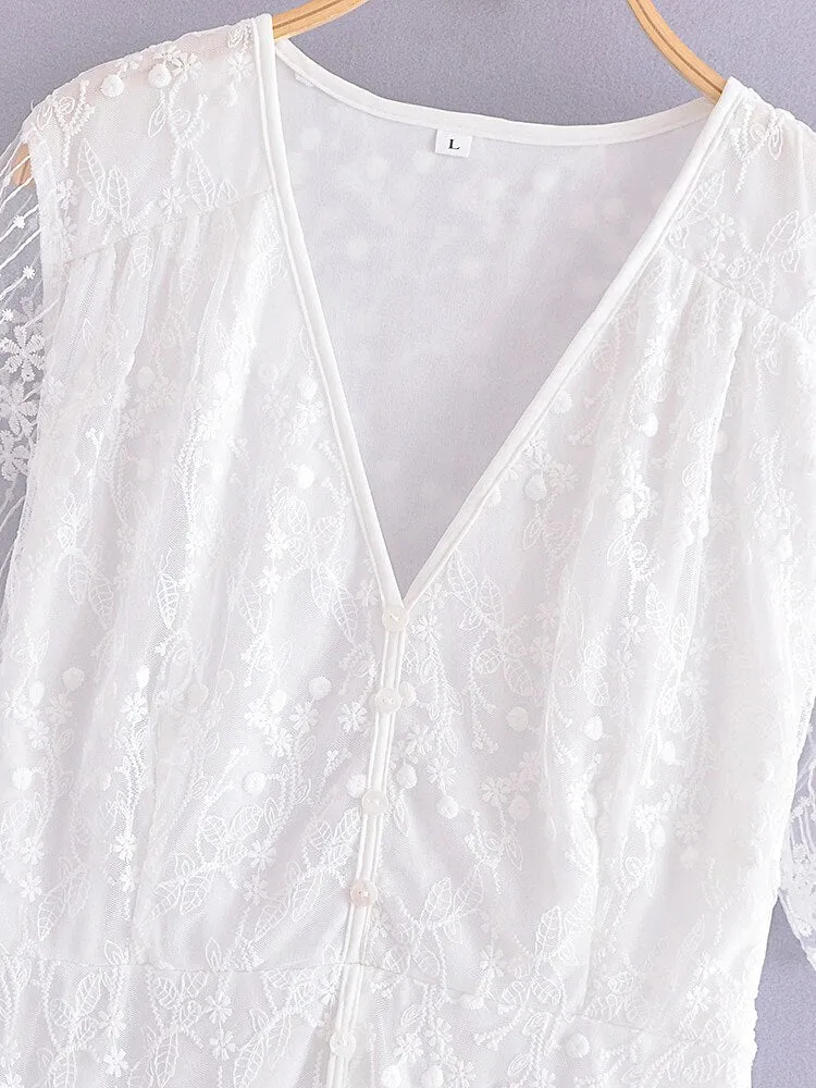 Maxi Dress - Boho Dress - Sundress - Lace Dress - White Carina