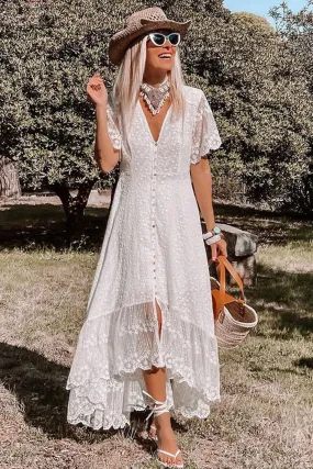 Maxi Dress - Boho Dress - Sundress - Lace Dress - White Carina