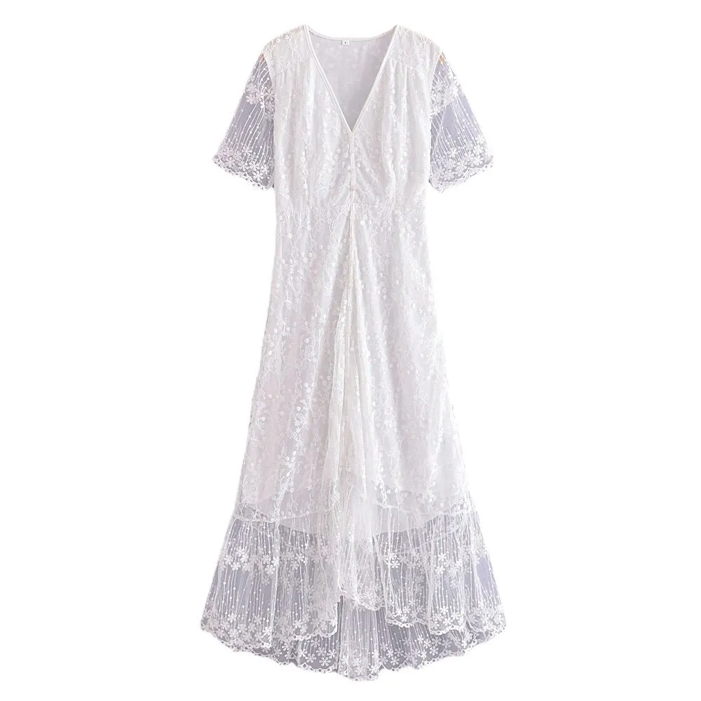 Maxi Dress - Boho Dress - Sundress - Lace Dress - White Carina
