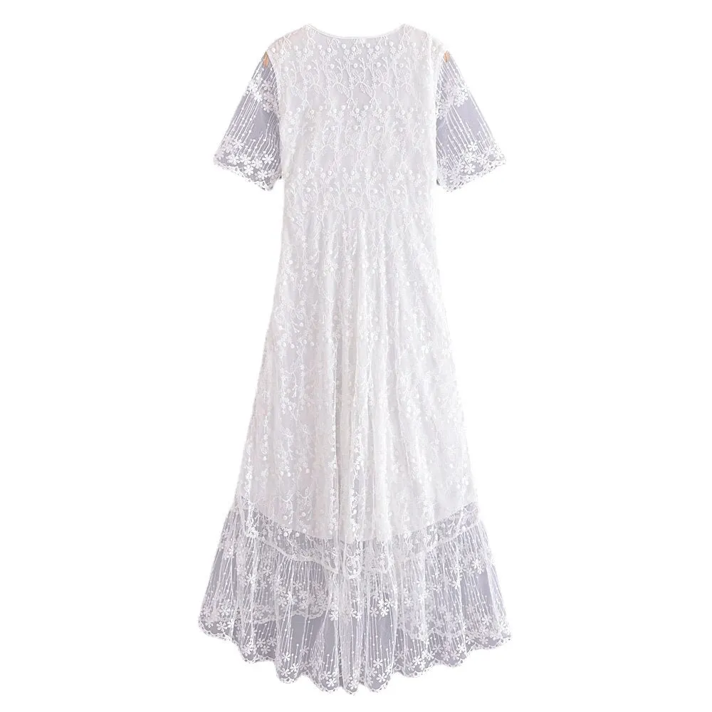 Maxi Dress - Boho Dress - Sundress - Lace Dress - White Carina