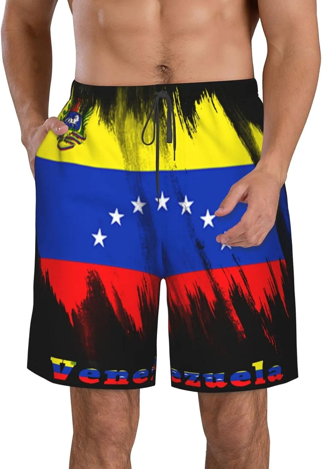 Men's Beach Shorts Quick Dry Drawstring Running Athletic Shorts Comfortable Loose Gym Shorts Swimsuit Pants with Pockets