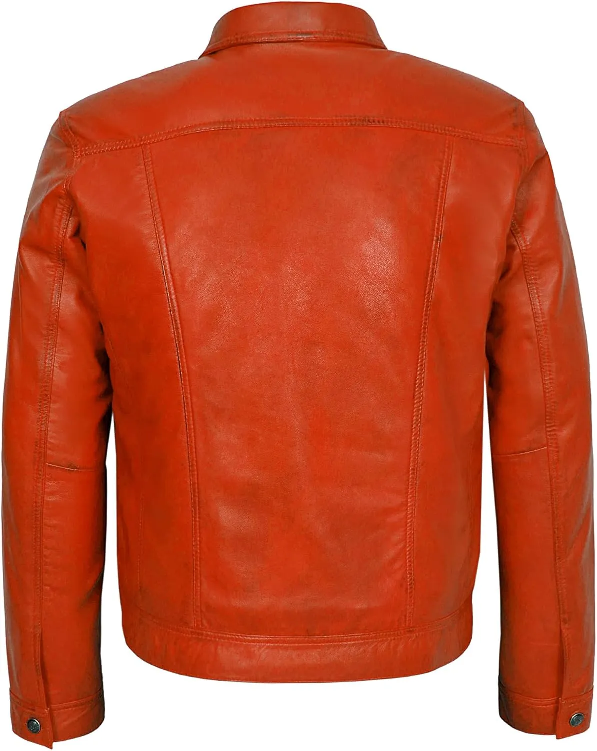Men's Trucker Classic Western Soft Genuine Leather Shirt Style Denim Look Jacket 1280