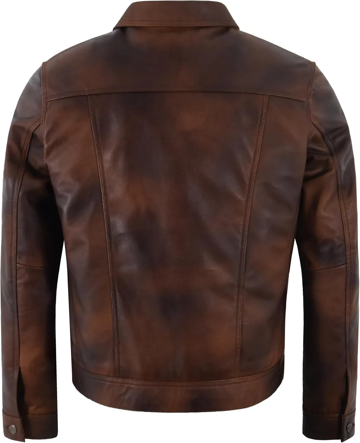 Men's Trucker Classic Western Soft Waxed Leather Shirt Style Denim Look Jacket 1280