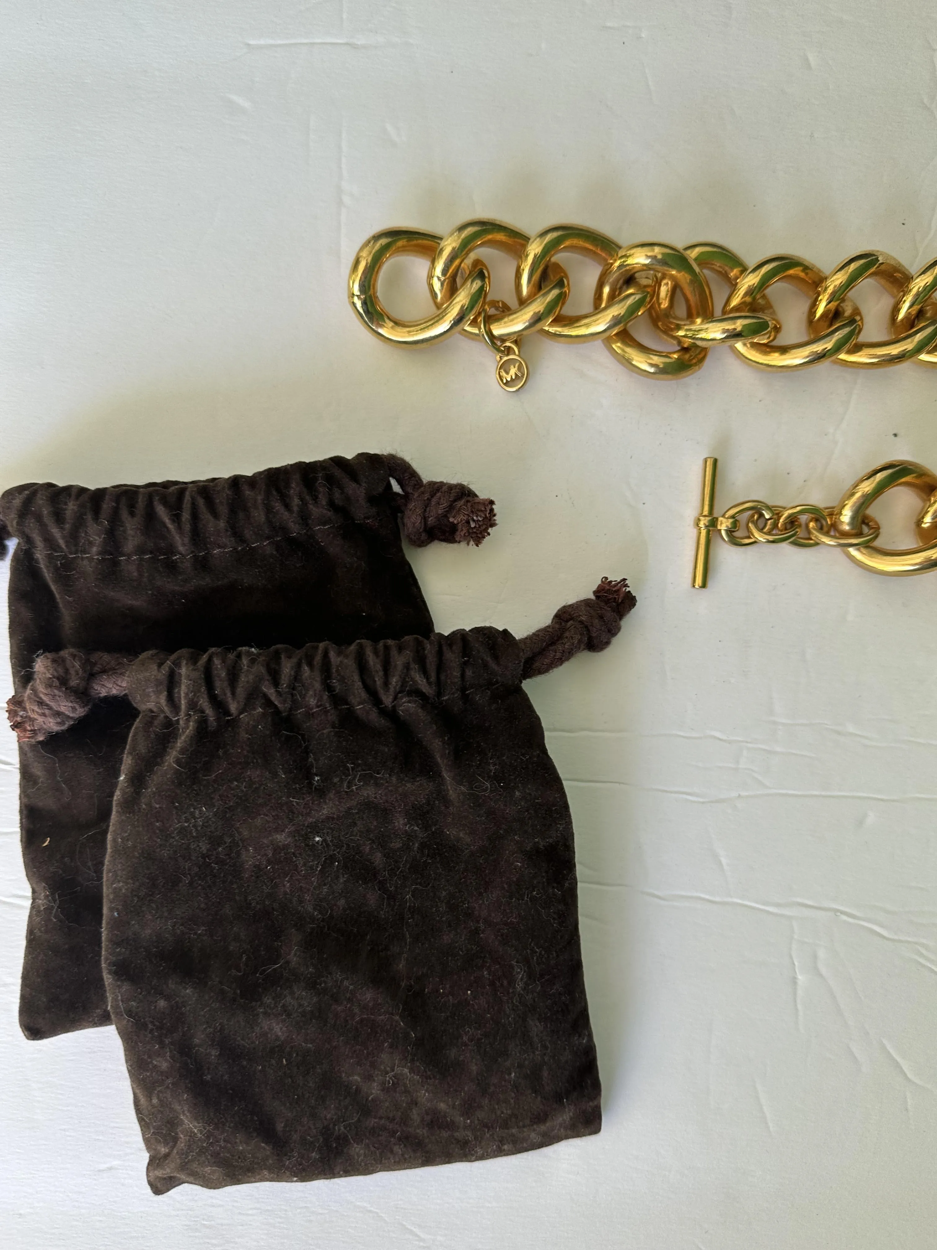 Michael Kors statement gold chunky choker necklace and bracelet set