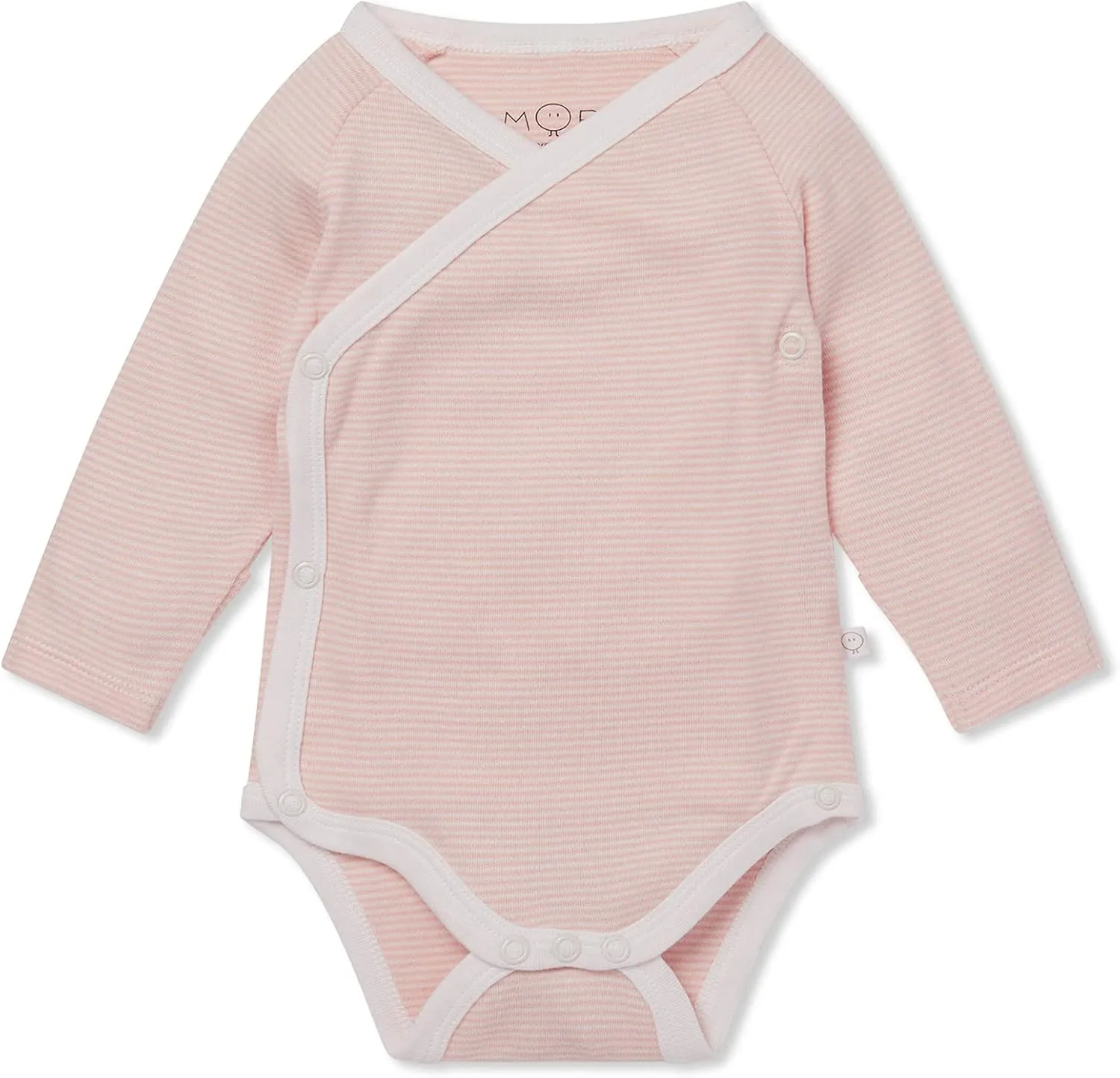 MORI Baby Long Sleeve Kimono Bodysuit for Boys and Girls - Breathable Unisex Infant Soft Wrap Romper with Nickel Free Poppers