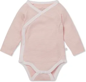MORI Baby Long Sleeve Kimono Bodysuit for Boys and Girls - Breathable Unisex Infant Soft Wrap Romper with Nickel Free Poppers