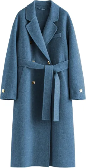 Peaceglad Womens Pea Coats Fall Long Trench Coat Double Breasted Lapel Belted Peacoat