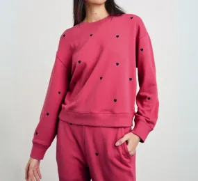 RAILS - RAMONA Sweatshirt with Embroidered Hearts in Pink Midnight