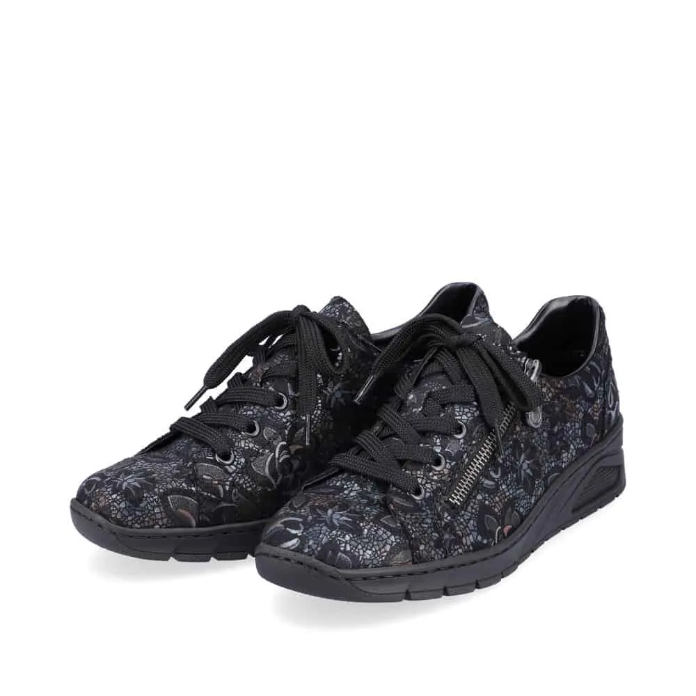 Rieker Women's Lace & Zip Loafers- Metallic