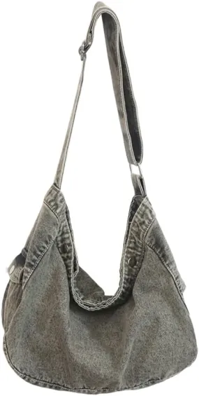 Soft Solid Denim Shoulder Bag Class Commuter Travel Cross Body Bags Fashion Simple Hobo Bag for Women 2025