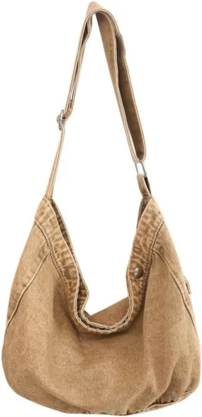 Soft Solid Denim Shoulder Bag Class Commuter Travel Cross Body Bags Fashion Simple Hobo Bag for Women 2025