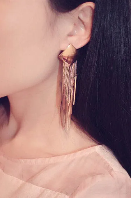Statement Metal Tassel Long Earrings For Women Gold Plated New Party Jewelry Bijoux Street Style