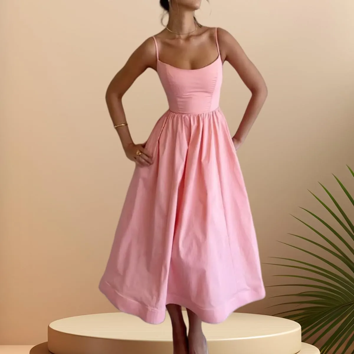Summer Maxi Dress for Women 2025 Casual Boho Sleeveless Spaghetti Strap Smocked Tiered Long Sun Dresses