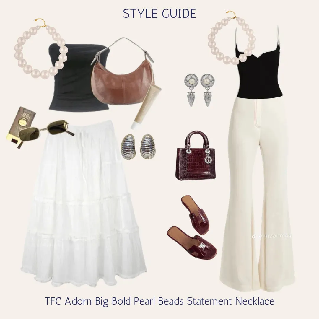 TFC Adorn Big Bold Pearl Beads Statement Necklace