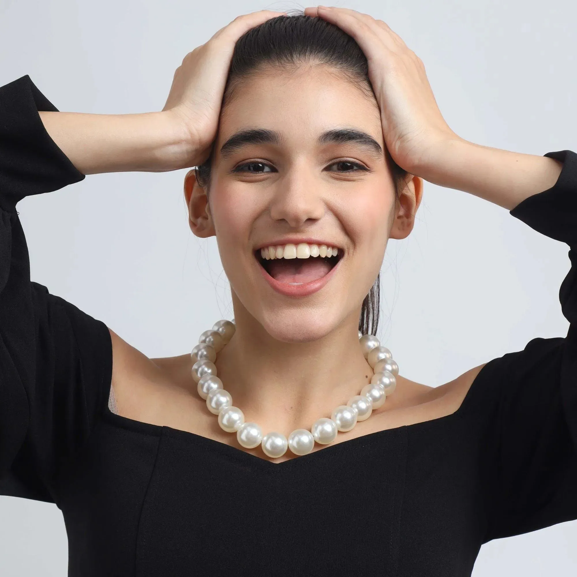 TFC Adorn Big Bold Pearl Beads Statement Necklace