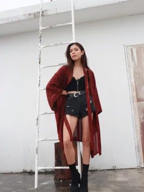 Toa Tie Dye Unisex Kimono Jacket - Maroon